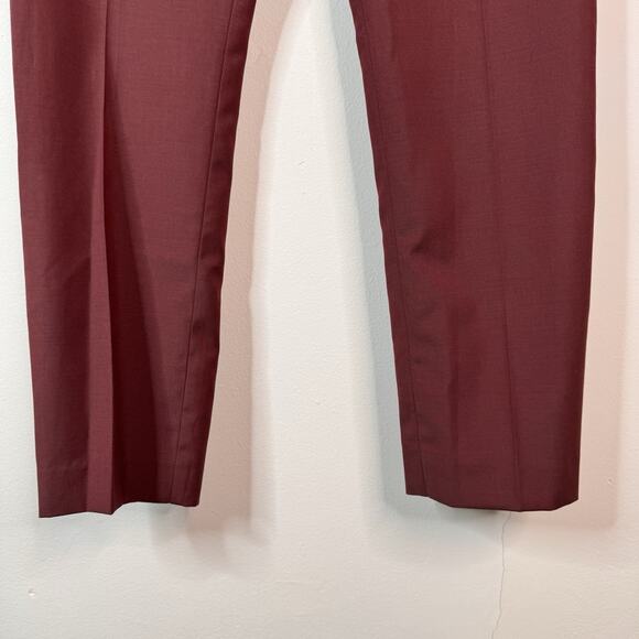 Isabel Marant Noah Trousers Burgundy Wool High Rise Tapered Leg Size 4 Classic - Picture 4 of 11
